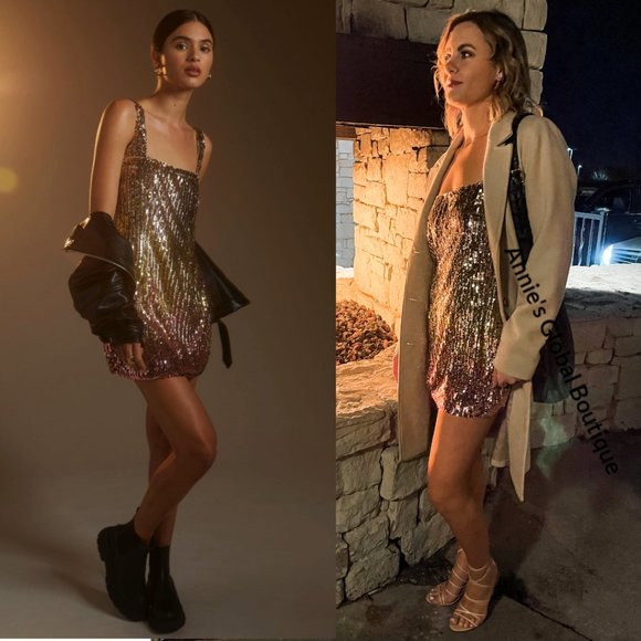 NWT ANTHROPOLOGIE Let Me Be Sequined Shift Mini Dress. Size XL - Picture 16 of 16